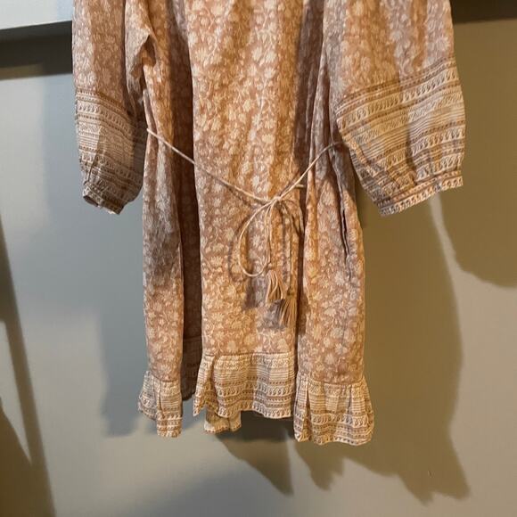 Cleobella Rosy Mini Dress SZ LARGE Tamil Block Print Peasant Bohemian $198 EUC - Picture 11 of 15